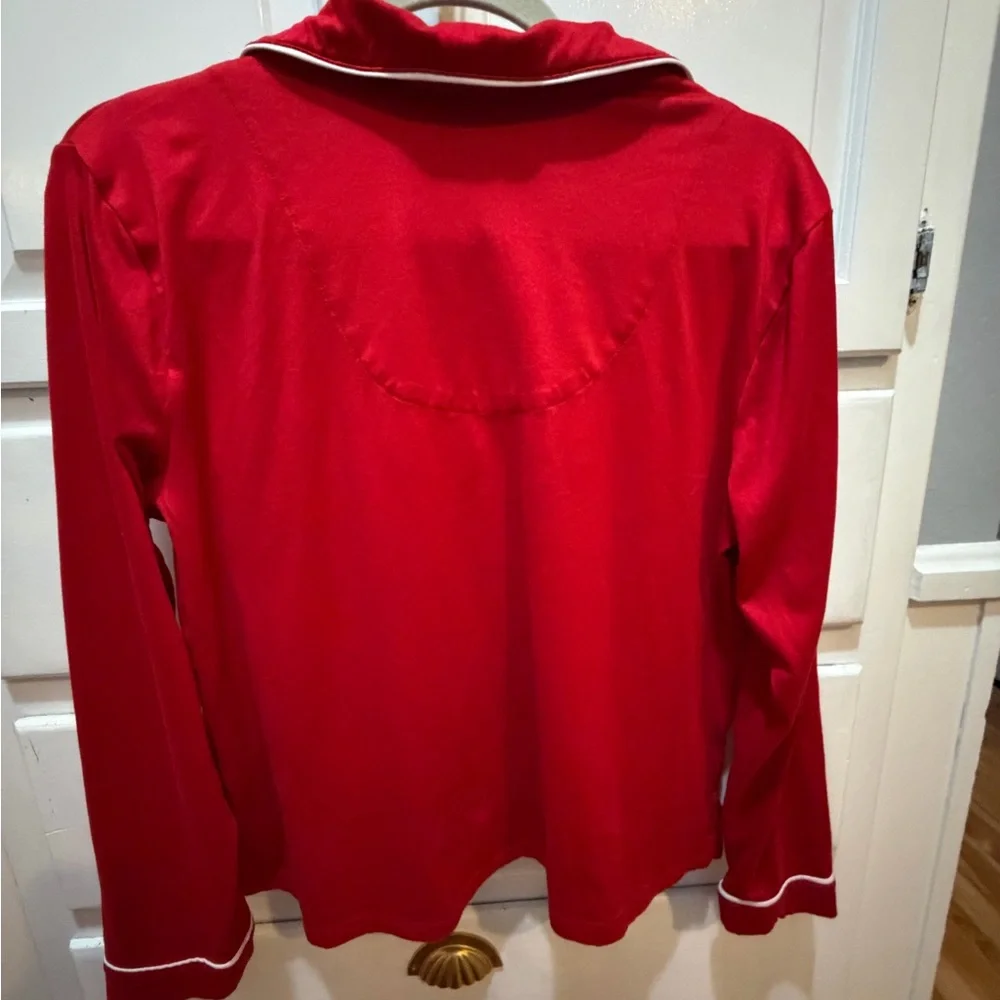 Ladies Pajama Top Kate Spade Long Sleeves S Red, White Poly Very Soft